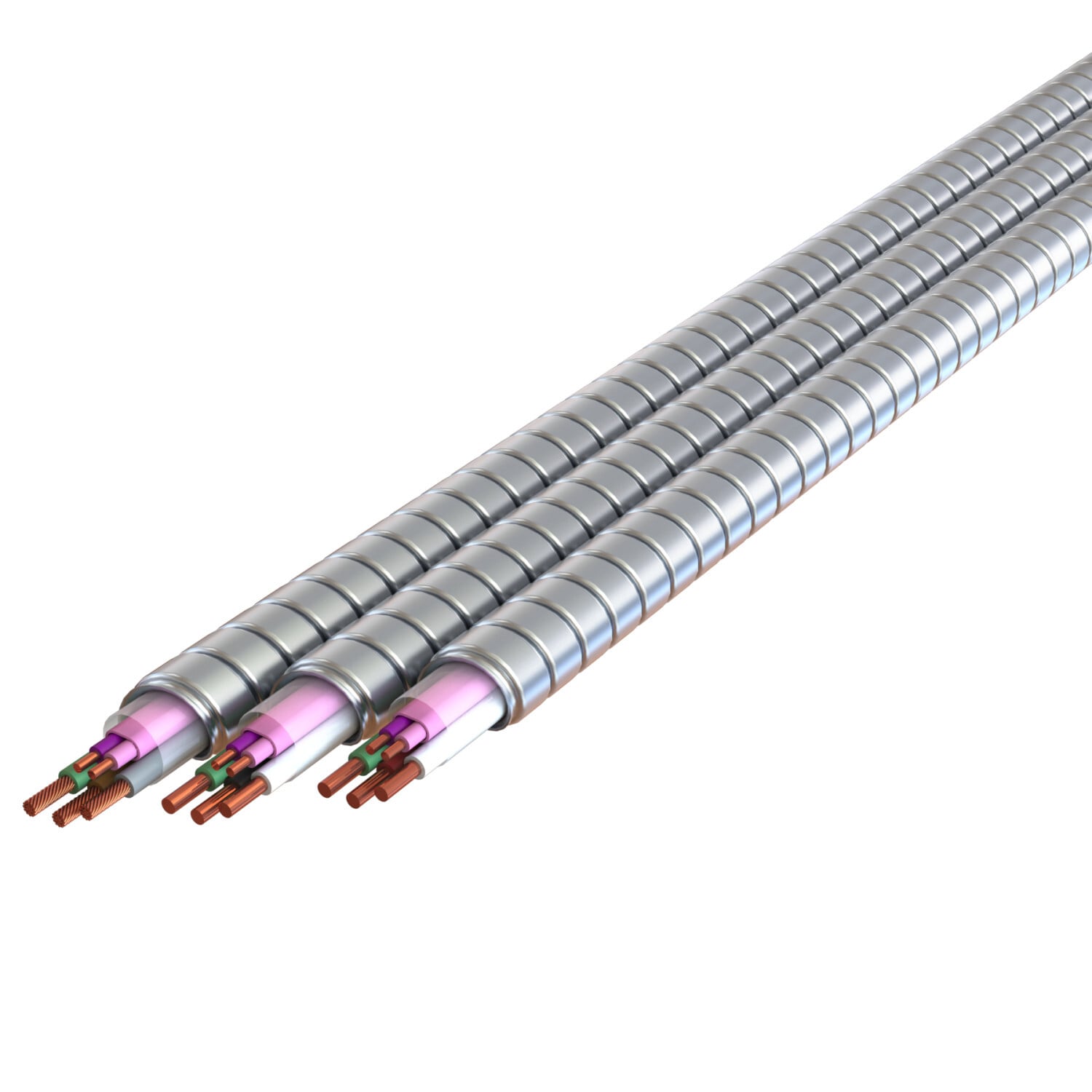 AL04-42-L01 Type MC-PCS Armor Copper Conductor, Reel Packaging, 600 V, (2) Conductors 16 AWG Conductor Solid Copper Conductor, 250 ft L