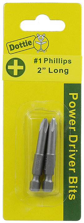 IB1PLC 2-Piece Carded Power Bit, #1, 2 in OAL, Steel