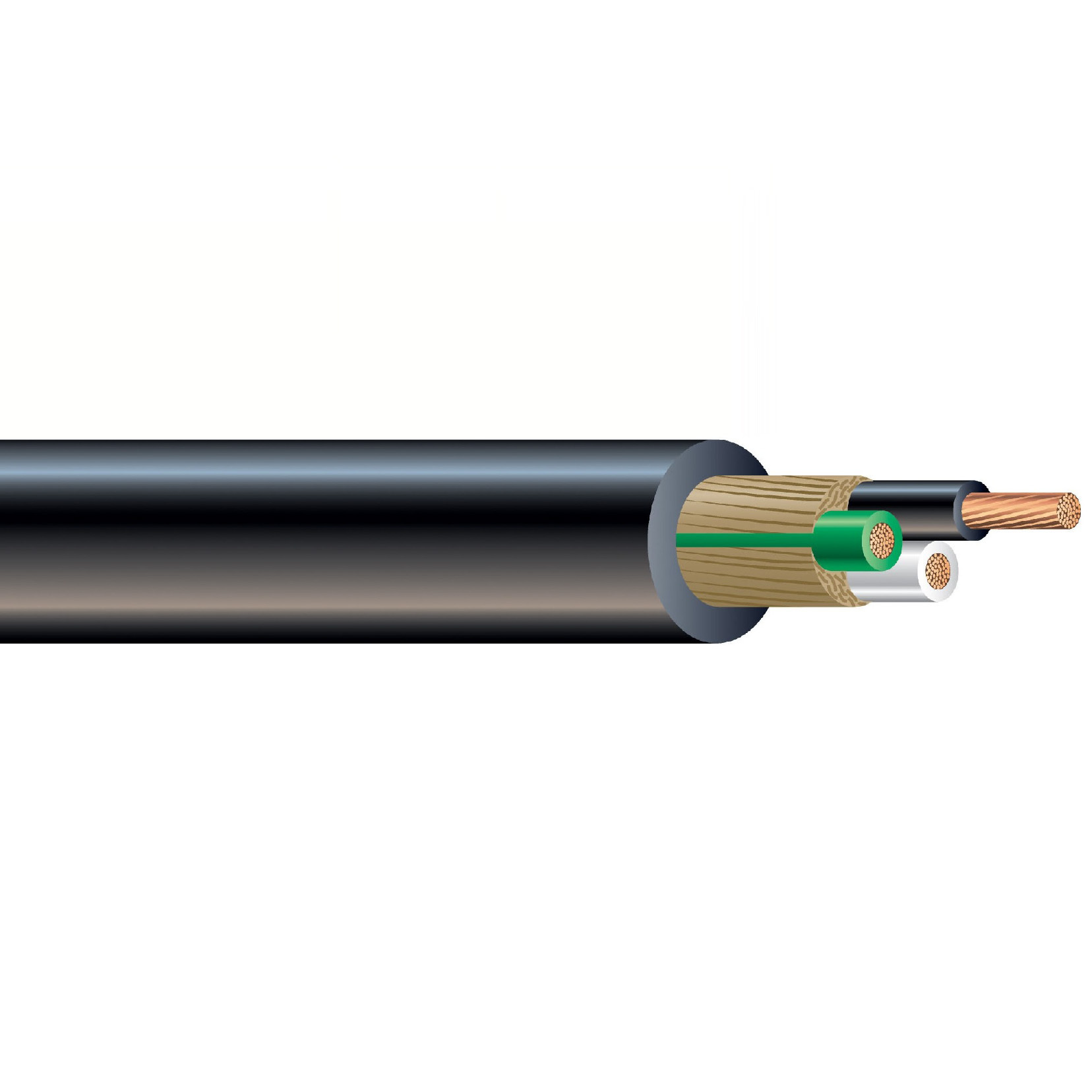 SJOOW/SJOW Cable, 12 AWG, 3 Conductors, Black, 1000 Foot Reel