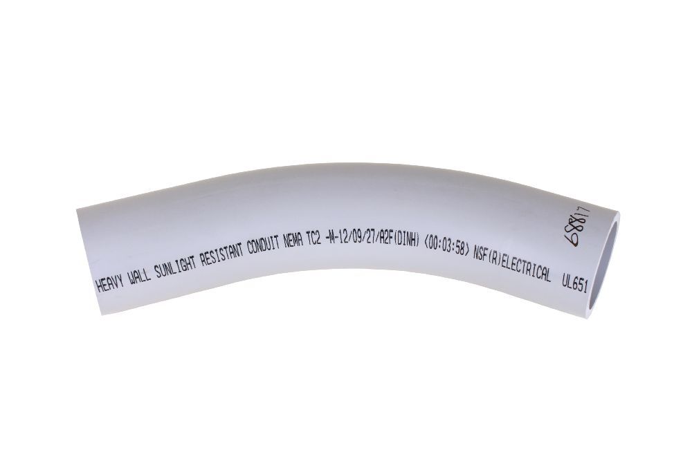 068817 Scepter Spigot Standard Radius Conduit Elbow, 3 in Trade, 45 deg, PVC