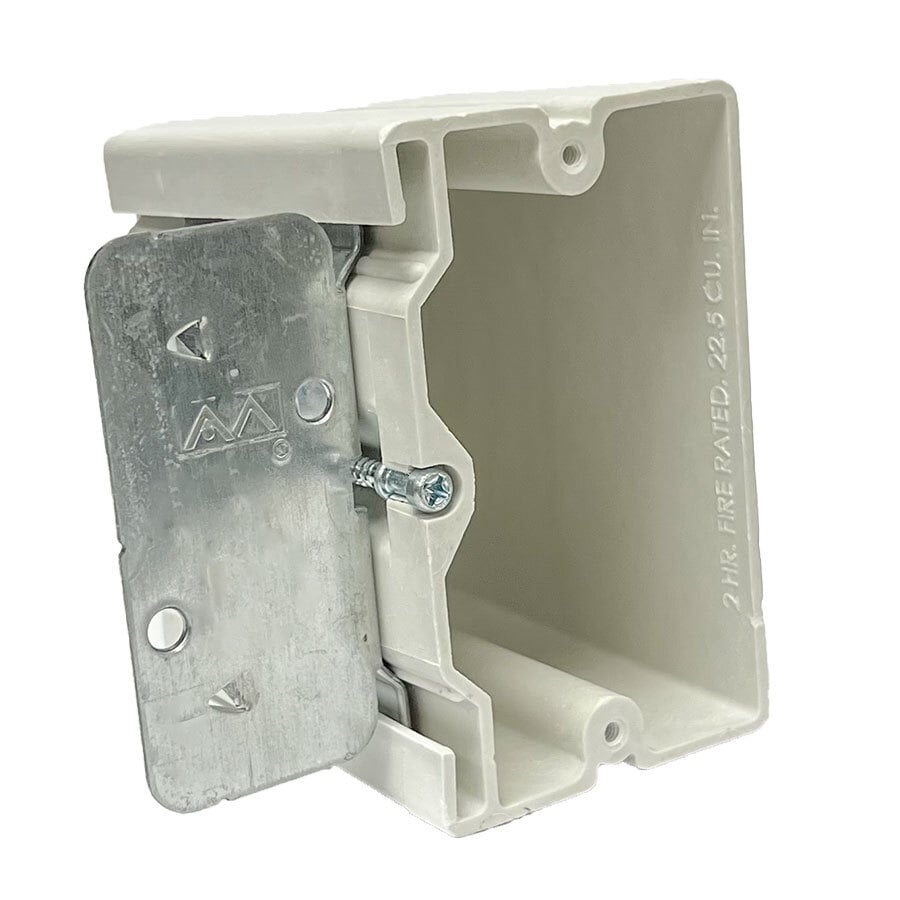 1099-AB Single gang Electrical Box, Fiberglass Reinforced Polyester/Galvanized Steel/Carbon Steel, 22.5 cu-in Capacity, 1 Gangs, (2) Outlets, (4) Knockouts, 3-3/4 in H x 2-1/4 in W x 3-1/2 in D