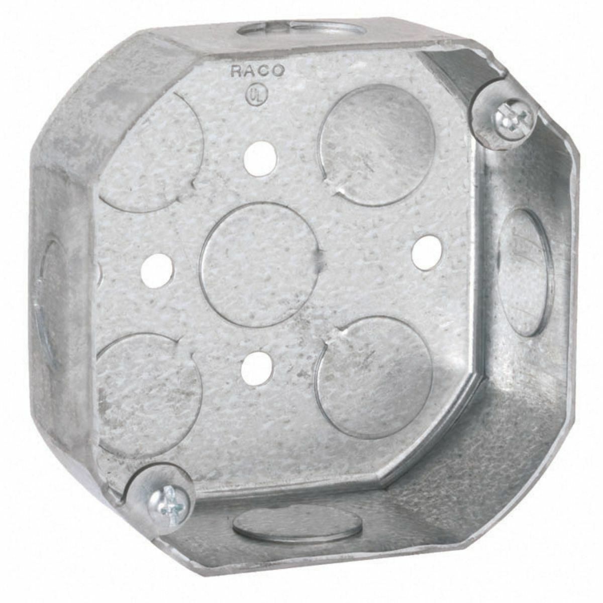 125 Octagon Box, Steel, 15.5 cu-in, 8 Knockouts