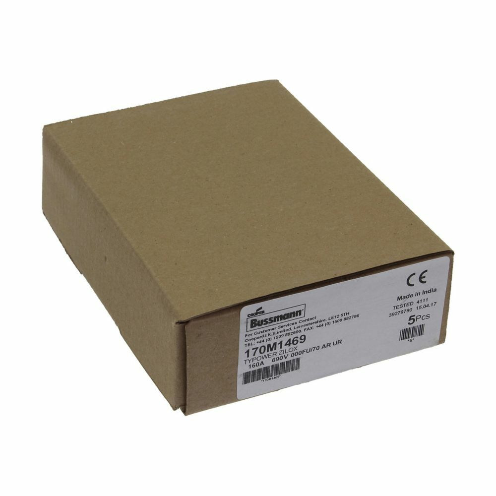 170M1469 Type FU/70 High Speed Fuse, 160 A, 690 V, 200 kA Interrupt, Class: aR, Square Body