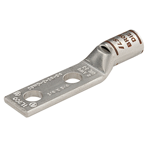 CSWD-4/0-38-134 SureCrimp 2-Hole Type CSWD Lug Compression Connector Sight Hole With Sight Hole, 1 to 4/0 AWG Flex Copper Conductor, Die Code: 54, 3/8 in Stud, Copper