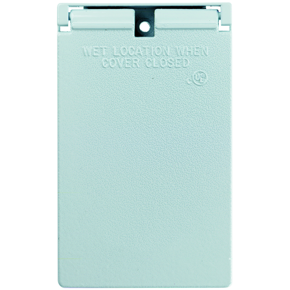 CA26WV Cast Weatherproof Decorator/GFCI Vertical Cover, Self-Closing, White