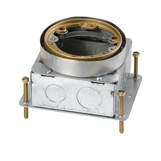 68-D Steel City Concretetight Fully Adjustable Deep Flush Service Floor Box, Stamped Steel, 60 cu-in Capacity, 1 Gang, 12 Knockouts, 4-11/16 in L x 4-1/4 in W x 3-5/8 in H