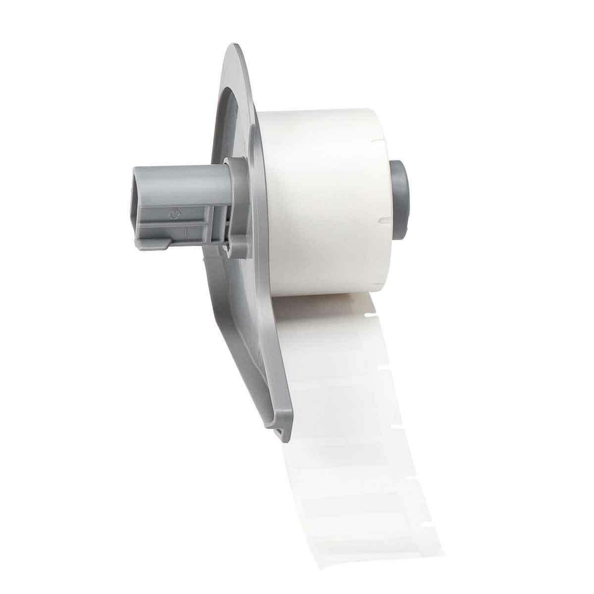 M71-96-427 BMP71 Rectangular Self-Laminating Thermal Transfer Label, 3/4 in L x 1 in W, Colored Write-On Area Legend, Clear/White, B-427 Vinyl