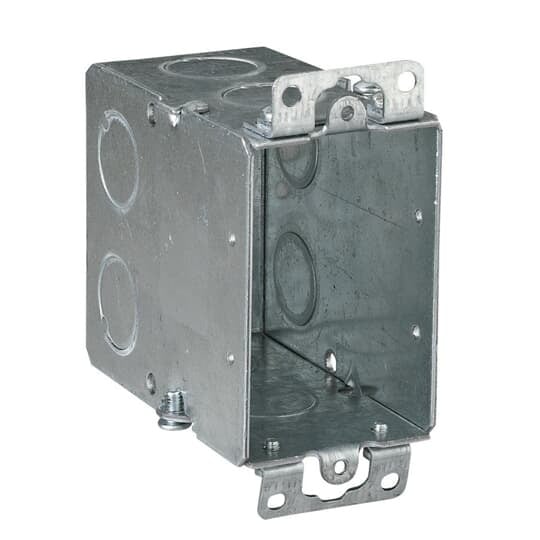 CY-1/2 Steel City Gangable Switch Box, Steel, 18 cu-in Capacity, 1 Gang, 1 Outlet, 5 Knockouts, 2 in W x 3-1/2 in D x 3 in H
