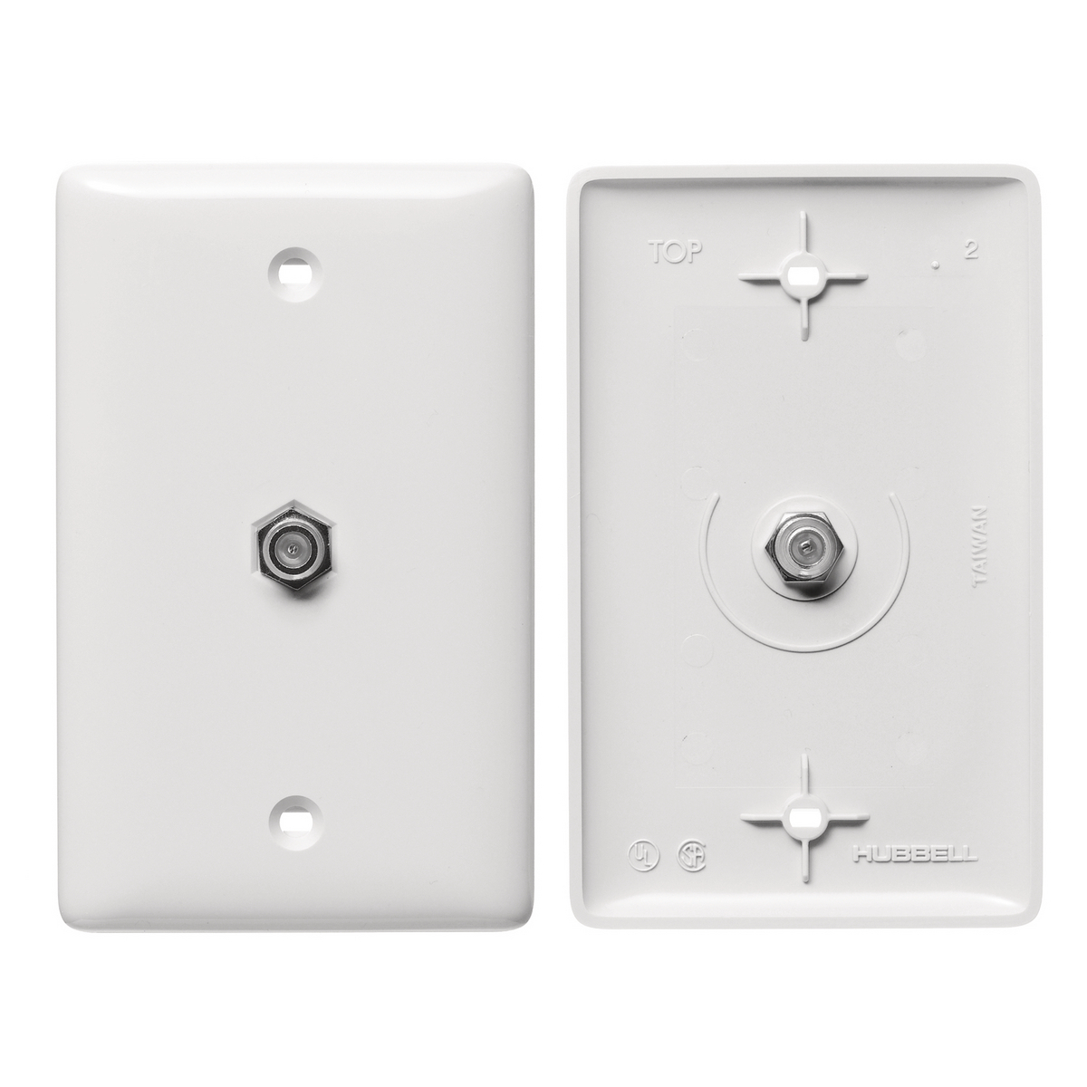 NS751W 1-Gang Mid Sized Molded-In Plate With F-Coax Connector, Female Connection, Wall Mount