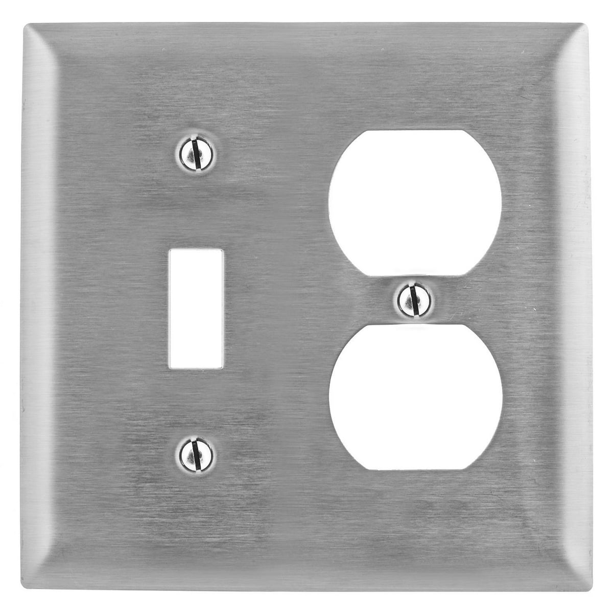SS18L Standard Combination Wall Plate, 2 Gangs, 4.7 in W x 4.7 in H, 430 Stainless Steel