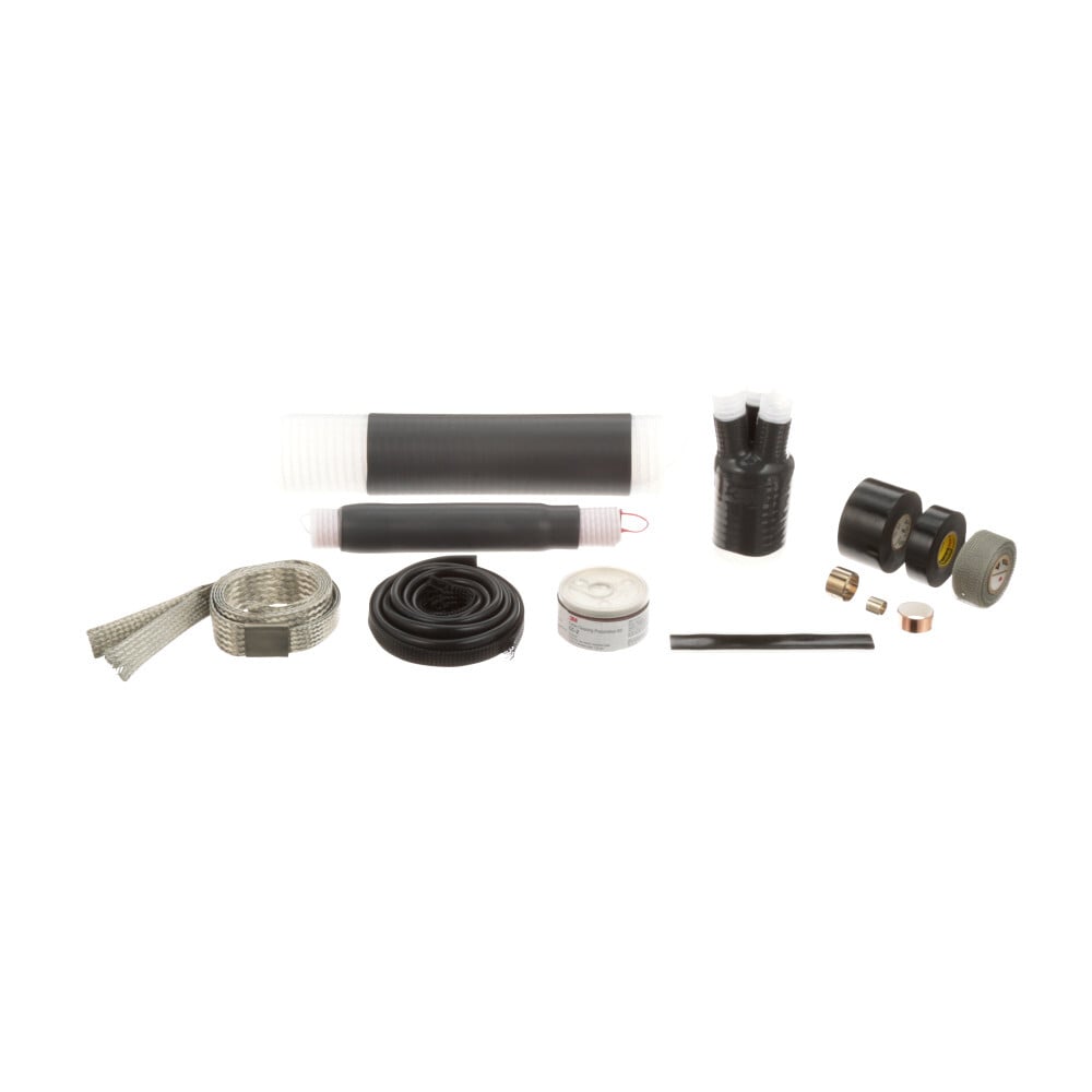 7000132894 QT-III 7600-T-3G Cold Shrink Termination Kit, 3 Pieces, For Use With Three Core Tape Shield, UniShield and Wire Shield Power Cable, Silicone Rubber, Black