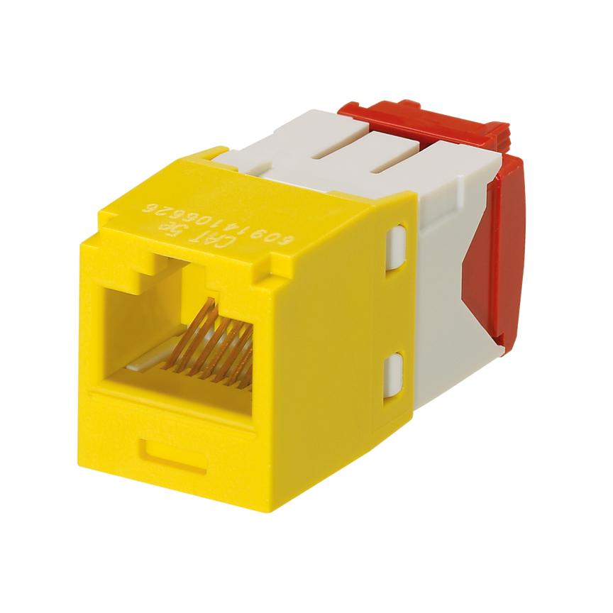 CJ5E88TGYL-24 PanNet Mini-Jack TX5e 1-Slot 8-Position 8-Wire Universal TG Style Unshielded Jack Module, Cat 5e RJ45/Mini-Com Module, Surface Mount, 1 Port, ABS/Plastic, Yellow