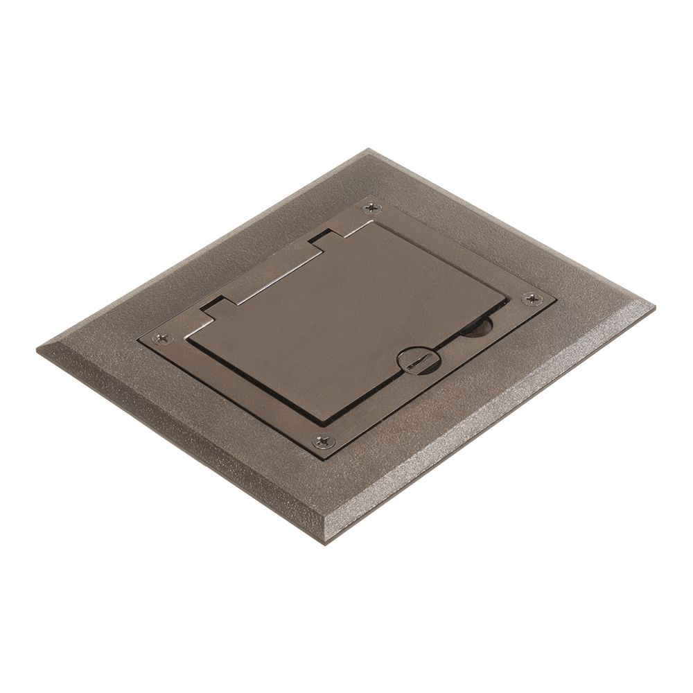 FLBC8510BR Modular Non-Metallic Floor Box Cover and Frame Kit, 4.26 in L x 3.26 in W, Flip Lid Cover, Plastic