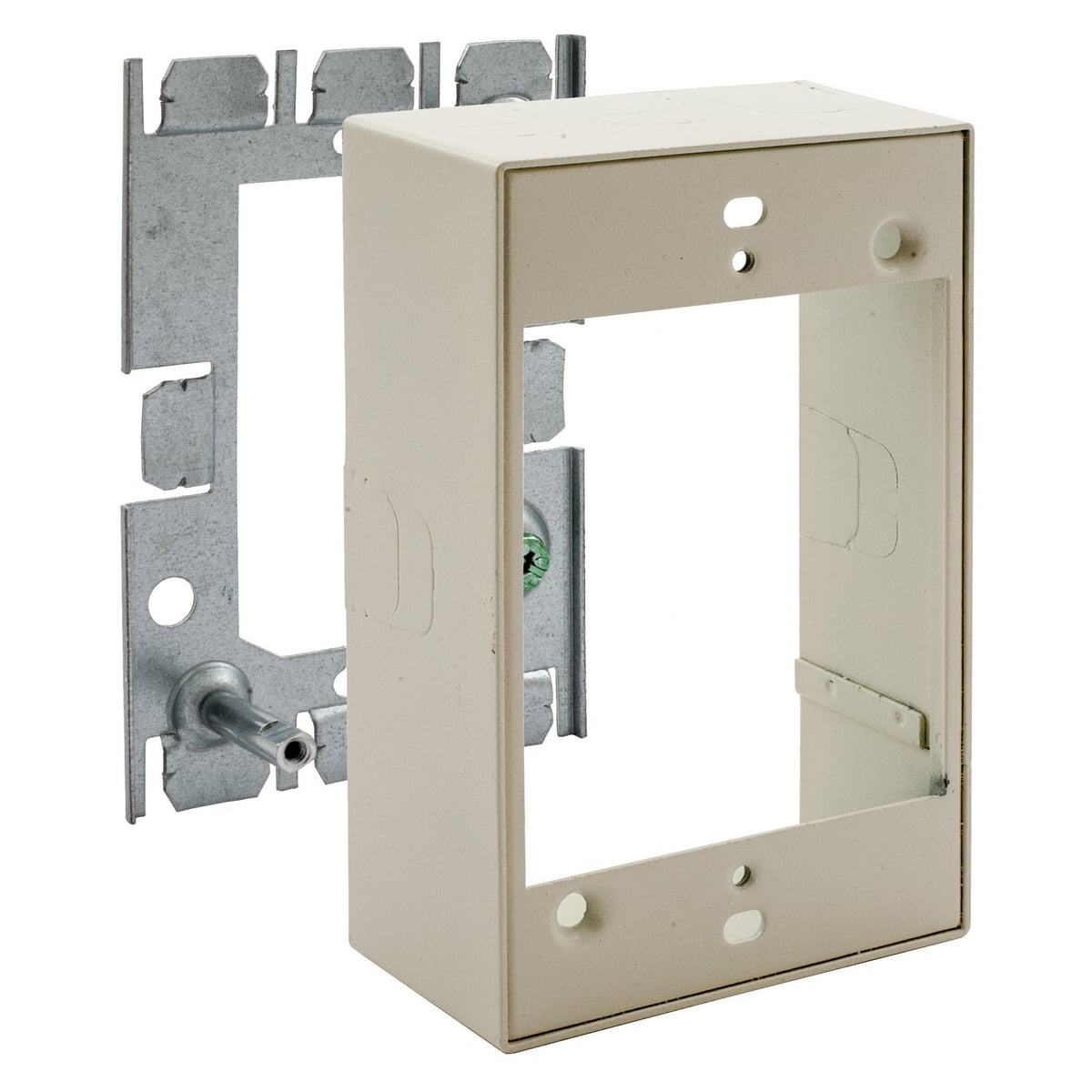 HBL5751IVA 1-Gang Combination Standard Extension Box With 1/2 in Knockouts, 4.6 in L x 3 in W x 1.7 in H, Steel, Ivory