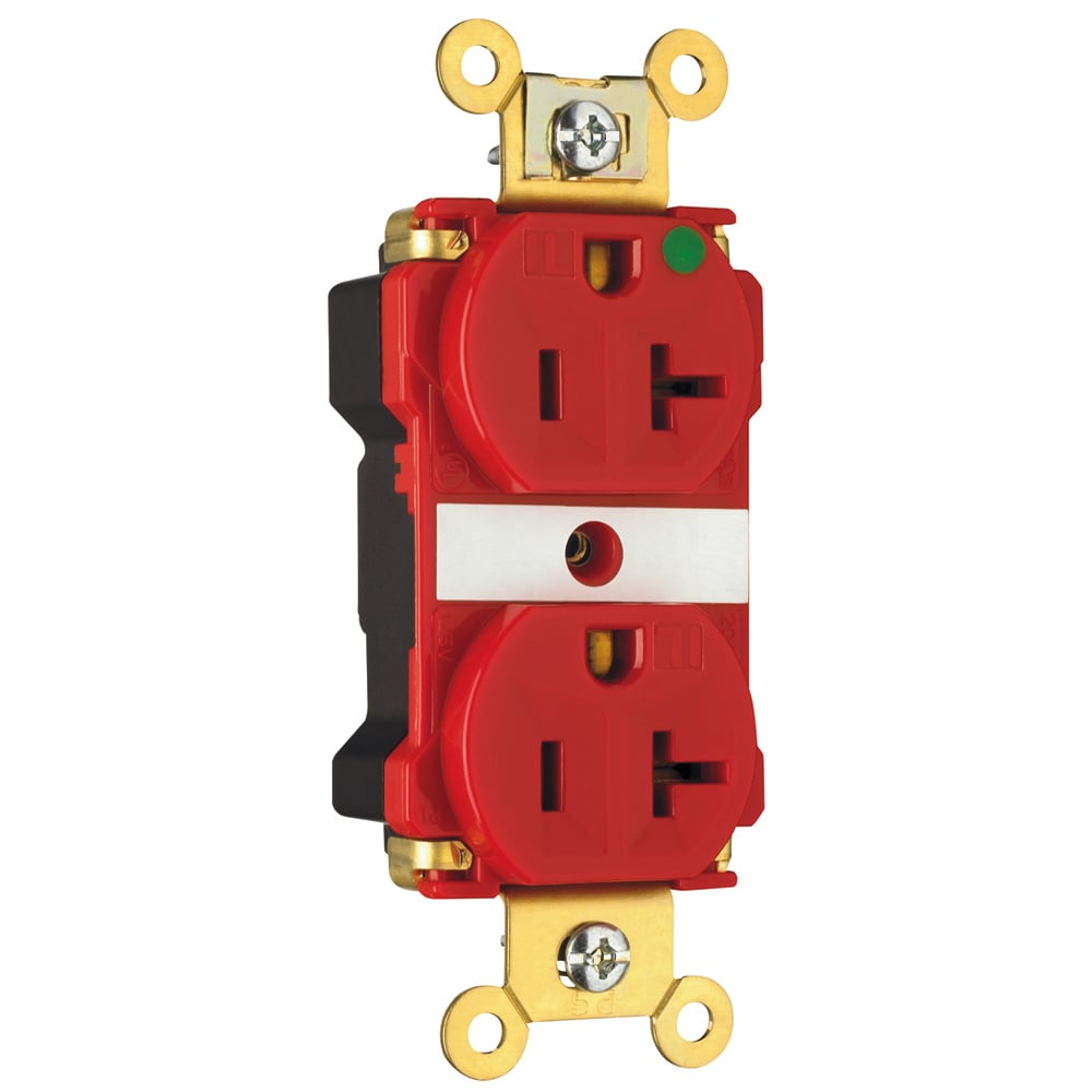 PT8300ILRED PlugTail 20 Amp 125V Extra Heavy Duty Hospital-Grade LED Illuminated Face Duplex Receptacle, Red