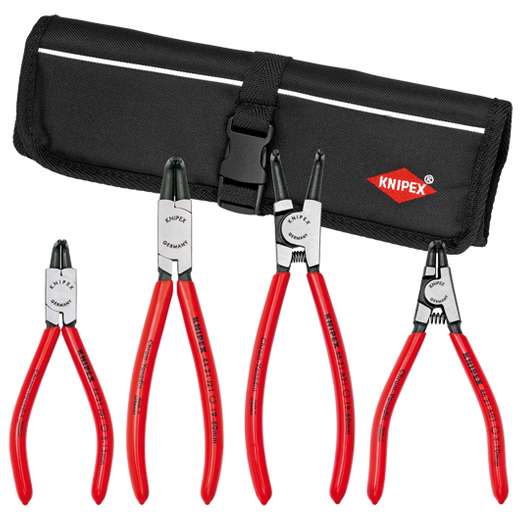 9K 00 19 54 US Plier Set, External, Internal, 4 Pieces, DIN 5254 B, DIN 5256 D