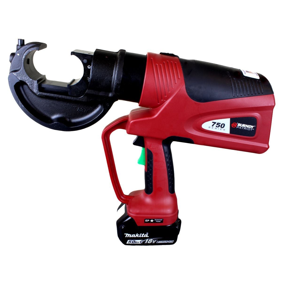 PAT750L5 C-Head Battery Actuated Self-Contained Hydraulic Cordless Crimper, 1500 kcmil, 8 AWG to 1250 kcmil Crimping, 12 ton Crimping, 18 V, Li-Ion Battery, 15-3/4 in OAL