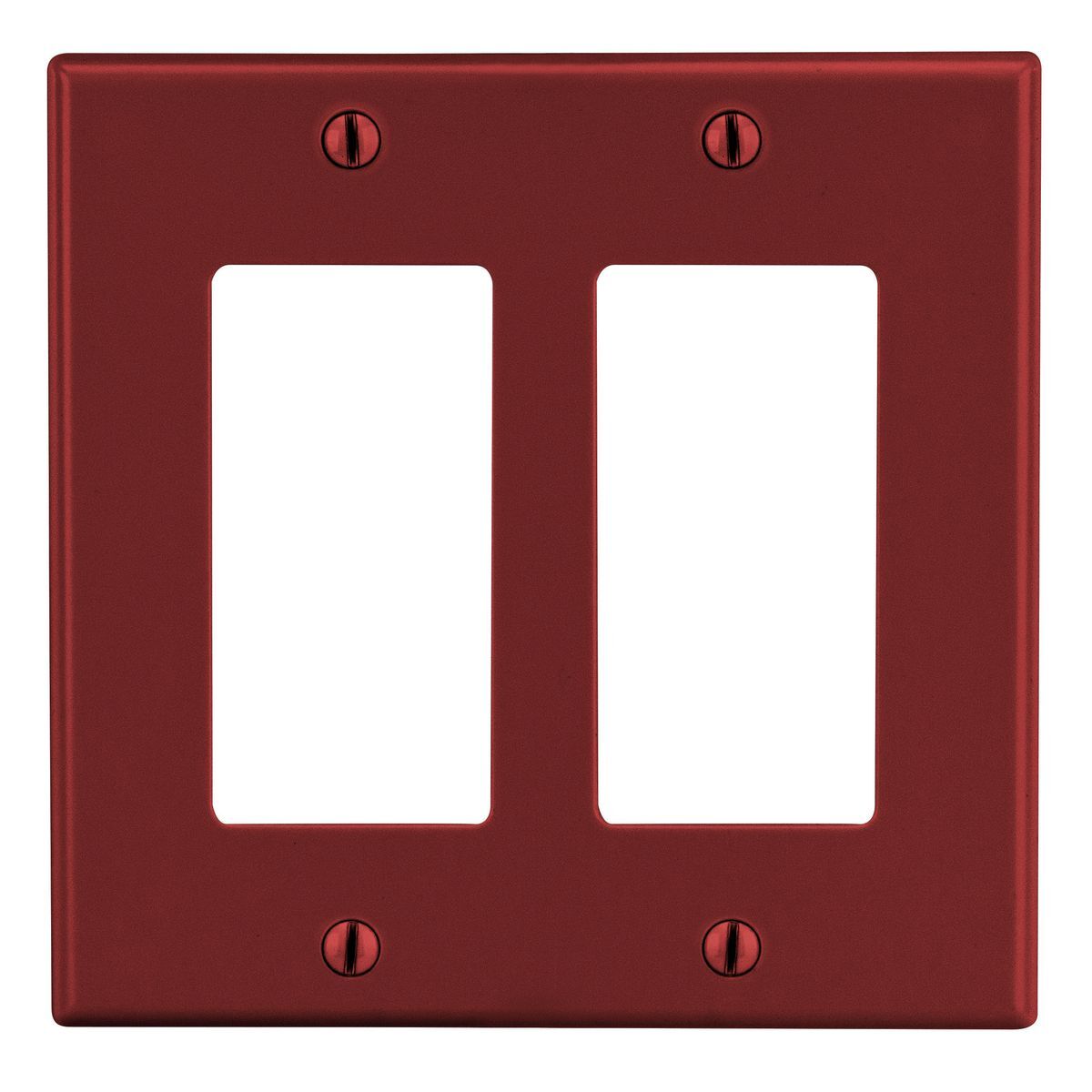 P262R Standard Wall Plate, 2 Gangs, 4.69 in W x 4.63 in H, Polycarbonate Thermoplastic, Red
