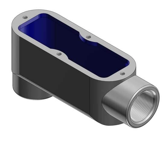 LB28 T&B BlueKote Type LB Conduit Body, 3/4 in Hub, Form 8 Form, 8 cu-in Capacity, Gray Iron, Epoxy Powder Coated/Zinc Plated