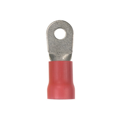 PV2-10R-XY Pan-Term PV-R Loose Piece Ring Terminal, 2 AWG Conductor, 1.96 in L, Brazed Seam/Funnel Entry/Insulation Support/Insulation Grip Sleeve Barrel, Copper, Red
