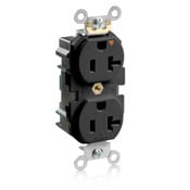 M5362-IGE Lev-Lok 1-Phase Duplex Heavy Duty Isolated Grounding Straight Blade Receptacle, 125 V AC, 20 A, 2 Poles, 3 Wires, Black