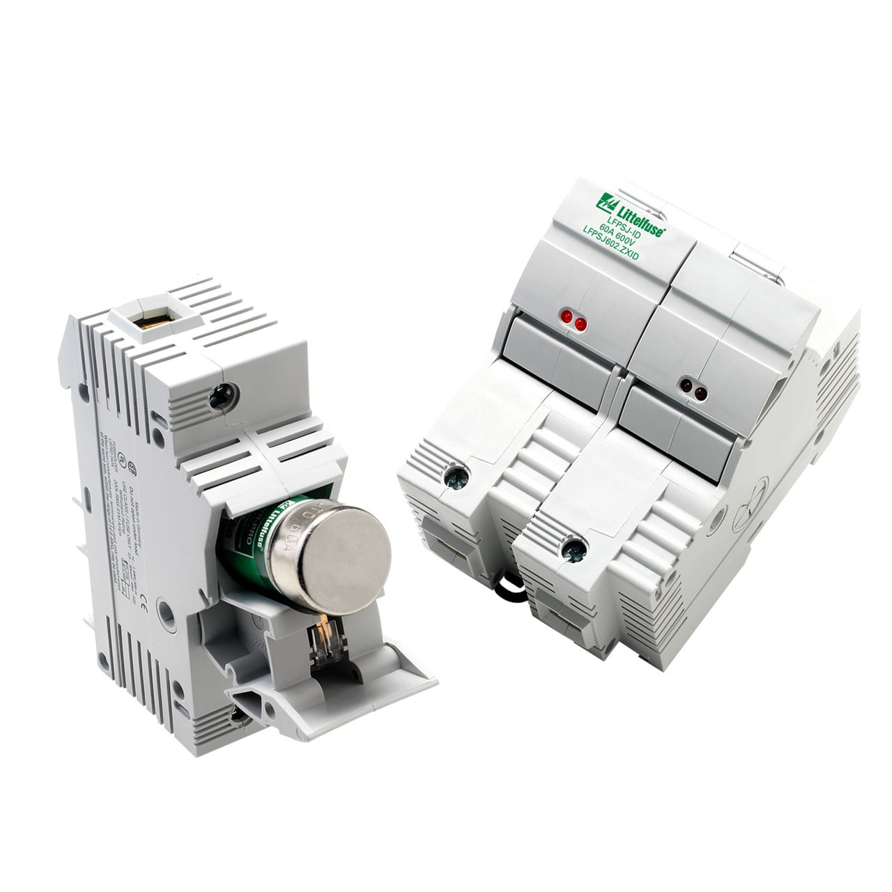 LFPSJ60-2ID Powr-Gard Powr-Safe Dead Front Fuse Holder With Dual LED Indicator, 600 V AC/DC, 60 A, Class: J, 14 to 1 AWG Wire, 2 Poles