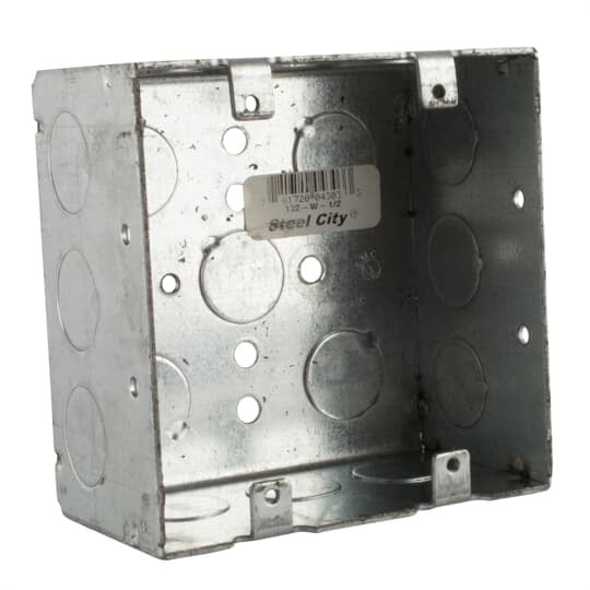 132-W-1/2 Steel City Welded Style Device/Handy Box, Steel, 30.3 cu-in Capacity, 2 Gangs, 2 Outlets, 8 Knockouts