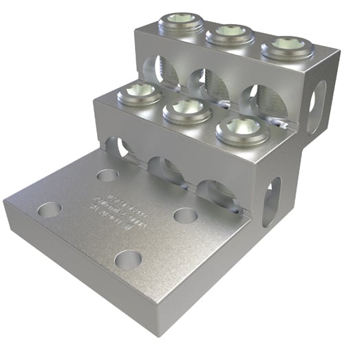 PBHD6-750 Type PBHD Heavy Duty Panelboard Lug, 2 AWG to 750 kcmil, 3/8 in Bolt/Stud, 1.38 in Hole Spacing, For Use With Copper or Aluminum Conductor