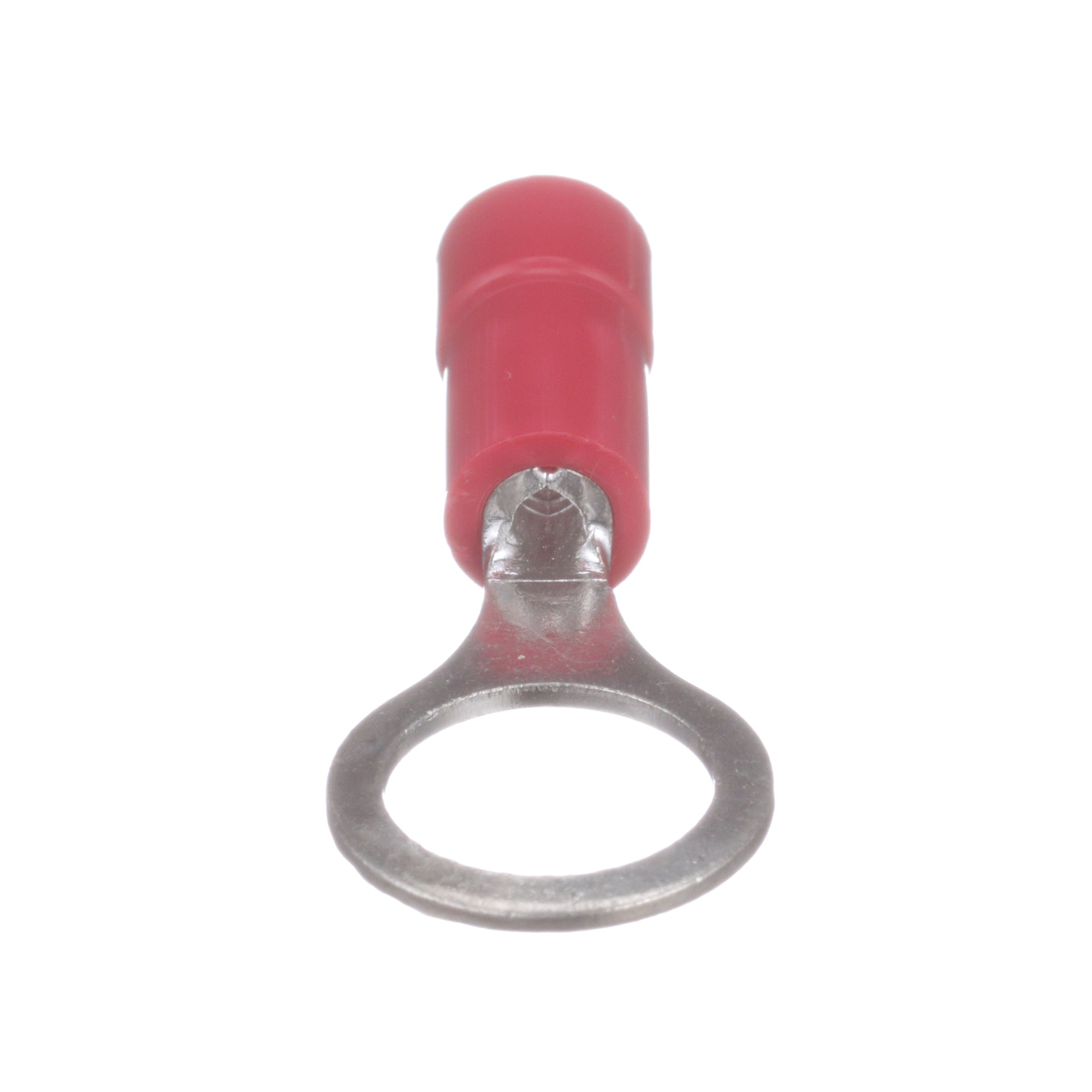 PV18-56R-MY Pan-Term Type PV-R Ring Terminal, 18 AWG Conductor, 1.11 in L, Brazed Seam/Funnel Entry/Insulation Support/Internal Serration Barrel, Copper, Red