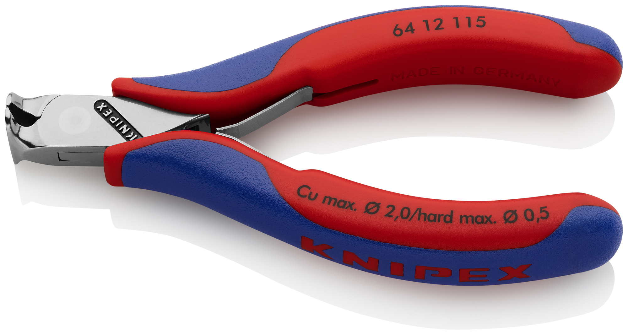 Electronics End Cutting Nippers, 4 1/2 in., Multi-Component, Polished, Flush Cut, End Cutter Up to 1/32 in. Medium Wire, 90°