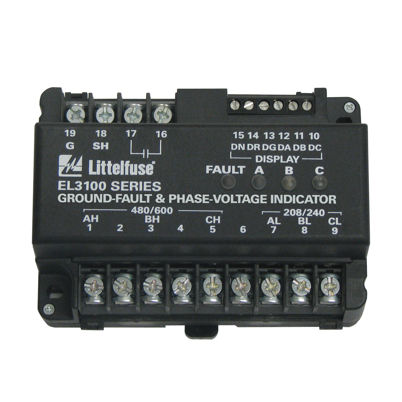 EL3100-00 Self-Powered Ground-Fault/Phase-Voltage Indicator, 208/240/480/600 V AC, DIN Rail Mount
