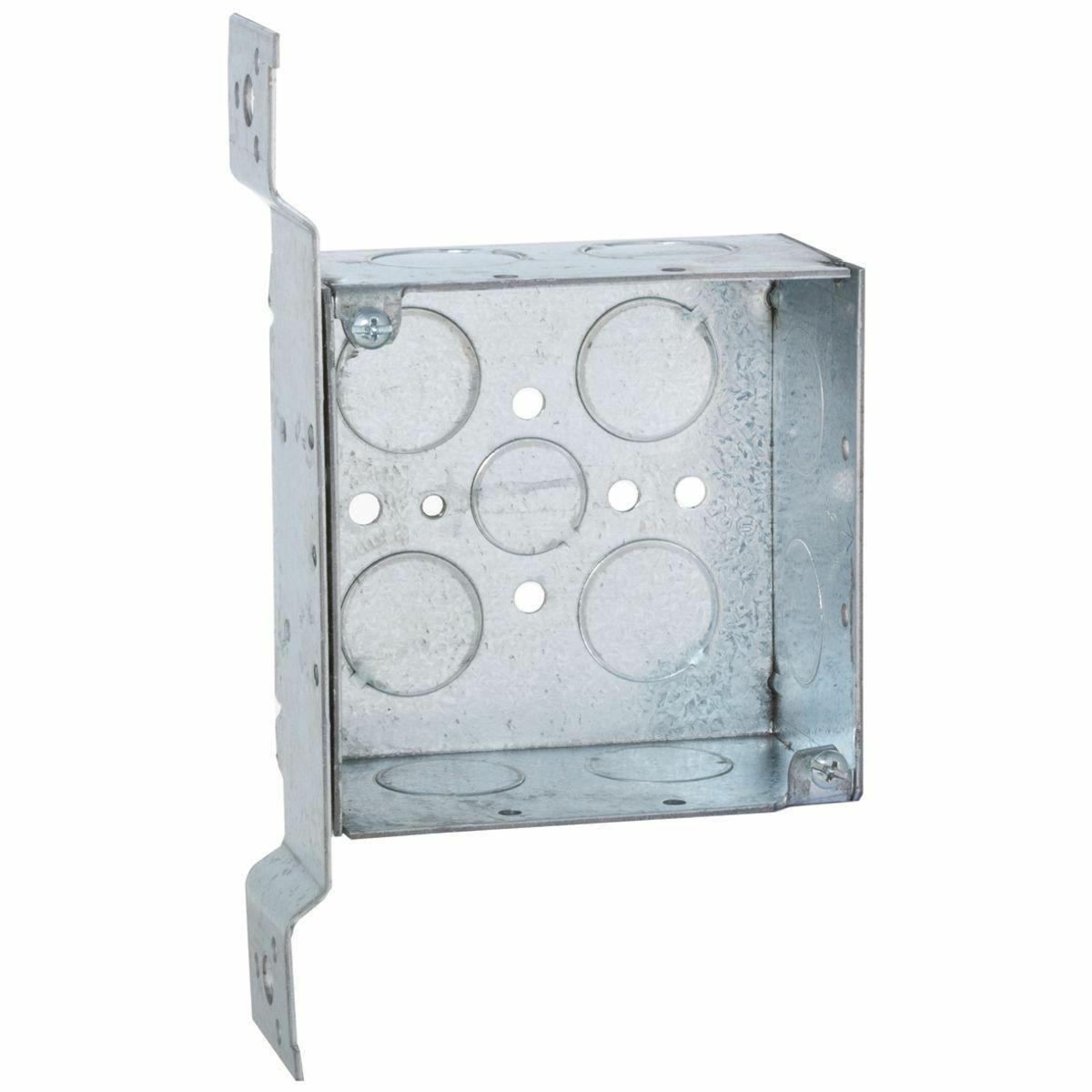 236 Square Box, Steel, 30.3 cu-in Capacity, (11) Knockouts, 4 in H x 4 in W x 2-1/8 in D