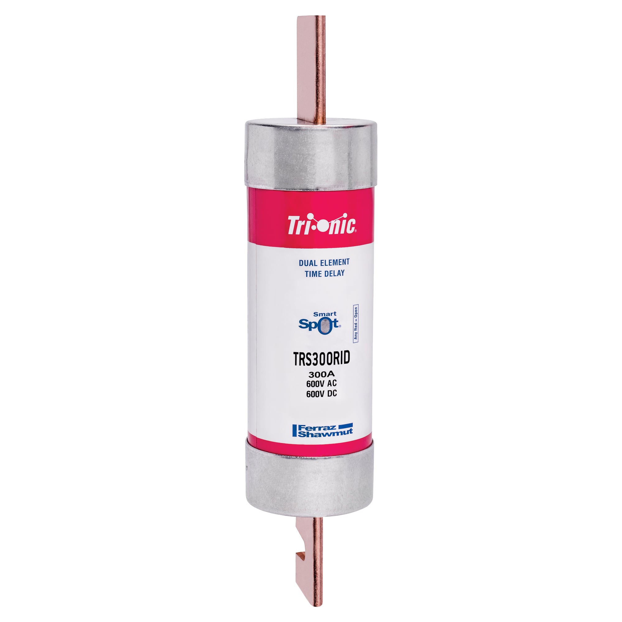 TRS300RID Tri-Onic Current Limiting Low Voltage Time Delay Fuse, 300 A, 600 V AC/DC, 200/100 kA Interrupt, RK5 Class, Cylindrical Body