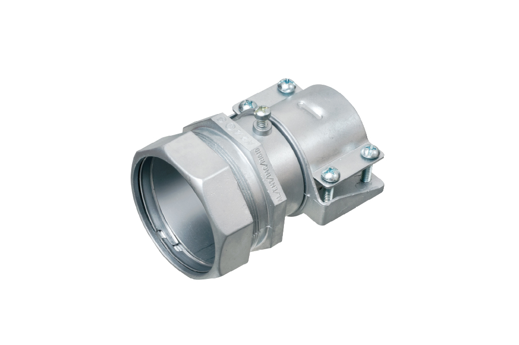 841637 Compression Transition Fittings, 2-1/2 to 3| in Trade, 2.1 to 2.7 in Cable Openings, For Use With Aluminum/Steel EMT/IMC/Rigid Conduit, Zinc