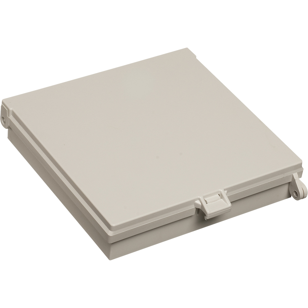 Weatherproof non metallic keypad enclosure. With paintable white cover. Inside dimensions 7-1/2"x7-1/2"x1-1/2"
