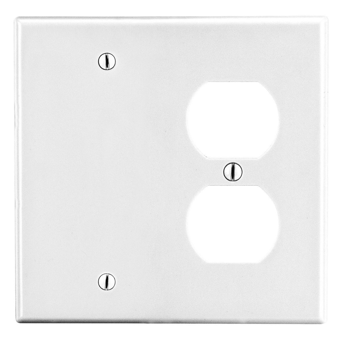 P138W Non-Metallic Standard Wall Plate, 2 Gangs, 4.69 in W x 4.63 in H, Polycarbonate Thermoplastic, White