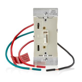 TSM10-1LT 3-Way Electro-Mechanical Universal Dimmer Switch With Locator Light, 120 V AC, 1 Pole, Light Almond