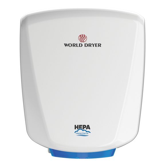 Q-974A2 VERDEdri V2 3-Speed Anti-Microbial Automatic HEPA Filtered High Speed Hand Dryer, 42 to 64 cfm Flow Rate, 950/1150 W Power Rating, 110 to 120/208/220 to 240/277 V AC, 4.1/4.9/8.3 A