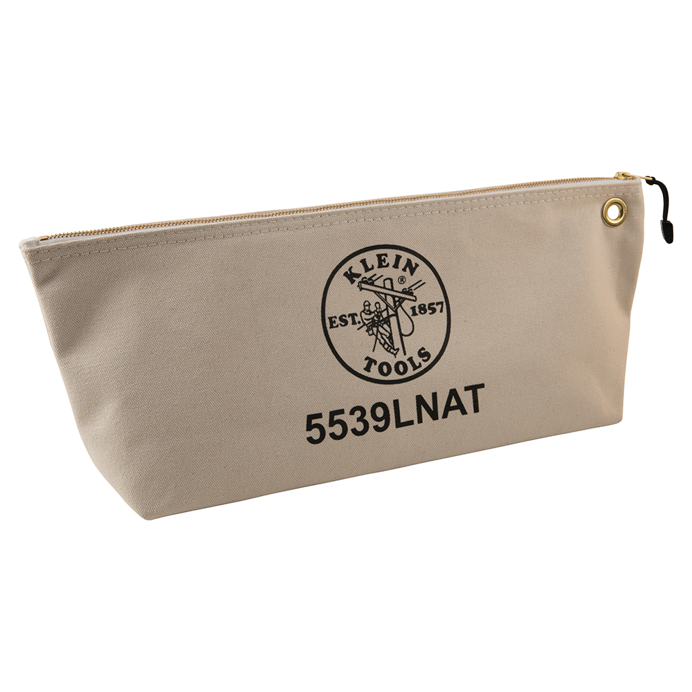5539LNAT Large Wide-Bottom Canvas Tool Bag with Zipper, No. 8 Canvas, Natural