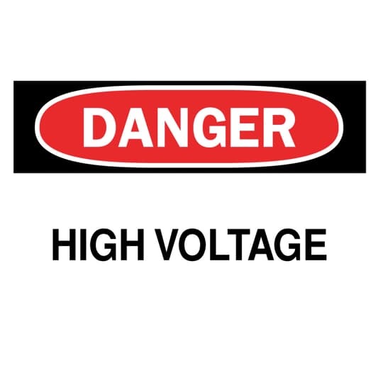 WHF-0076 E-Z Code Self-Sticking Safety Label, 2-1/4 in L x 4-1/2 in W, DANGER High Voltage Legend, Black on White/Red, Polyester, 25 per Pack Labels