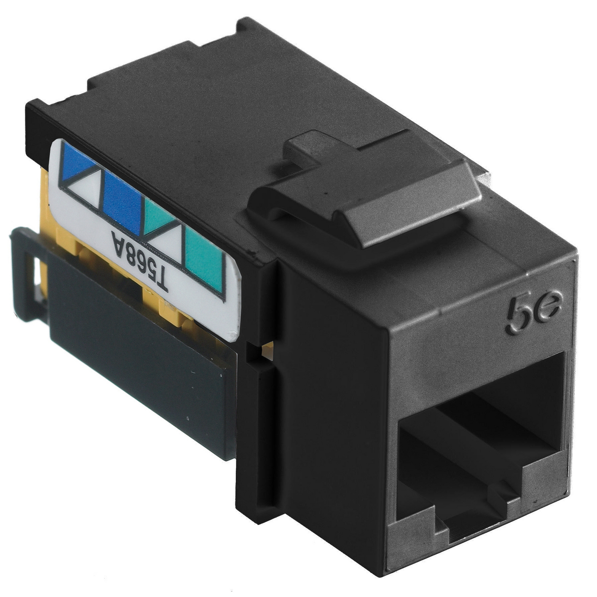 NSJ5EBK Standard Universal A/B Modular Jack, Cat 5e Module, Screw Mount, Black