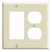 80455-I Decora Standard Size Combination Wall Plate, 2 Gangs, 4.56 in W x 4.5 in H, Thermoset, Ivory
