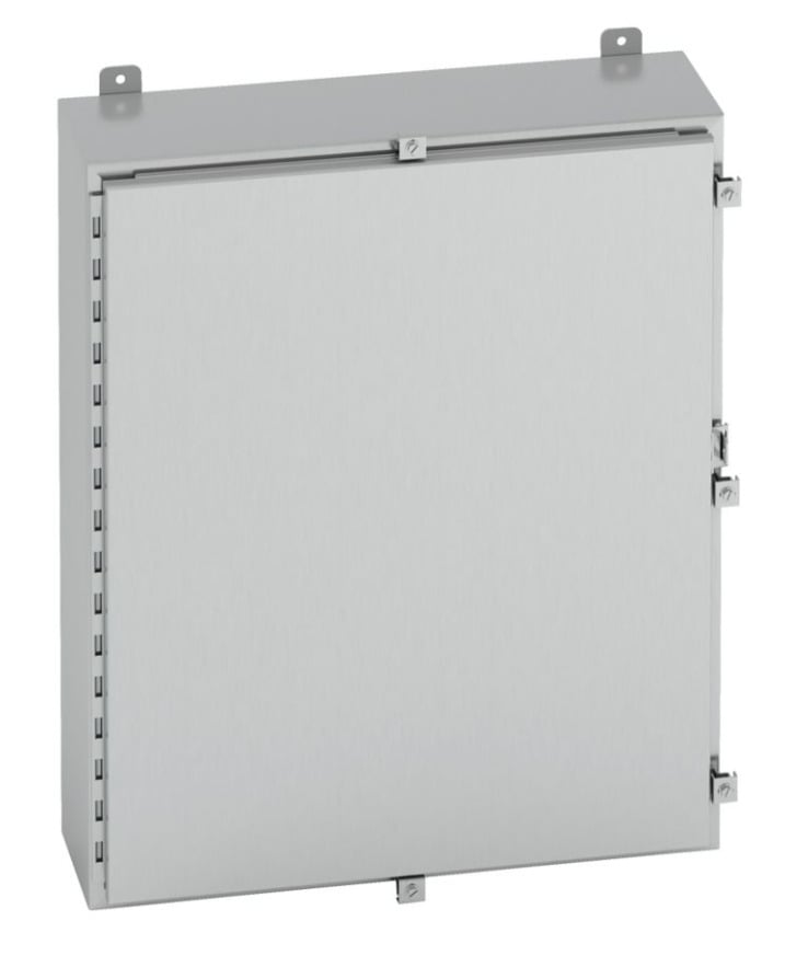 24246-4XS 1-Door Electrical Enclosure, 24 in W x 6 in D x 24 in H, NEMA 4X/IP66 NEMA Rating, 304 Stainless Steel