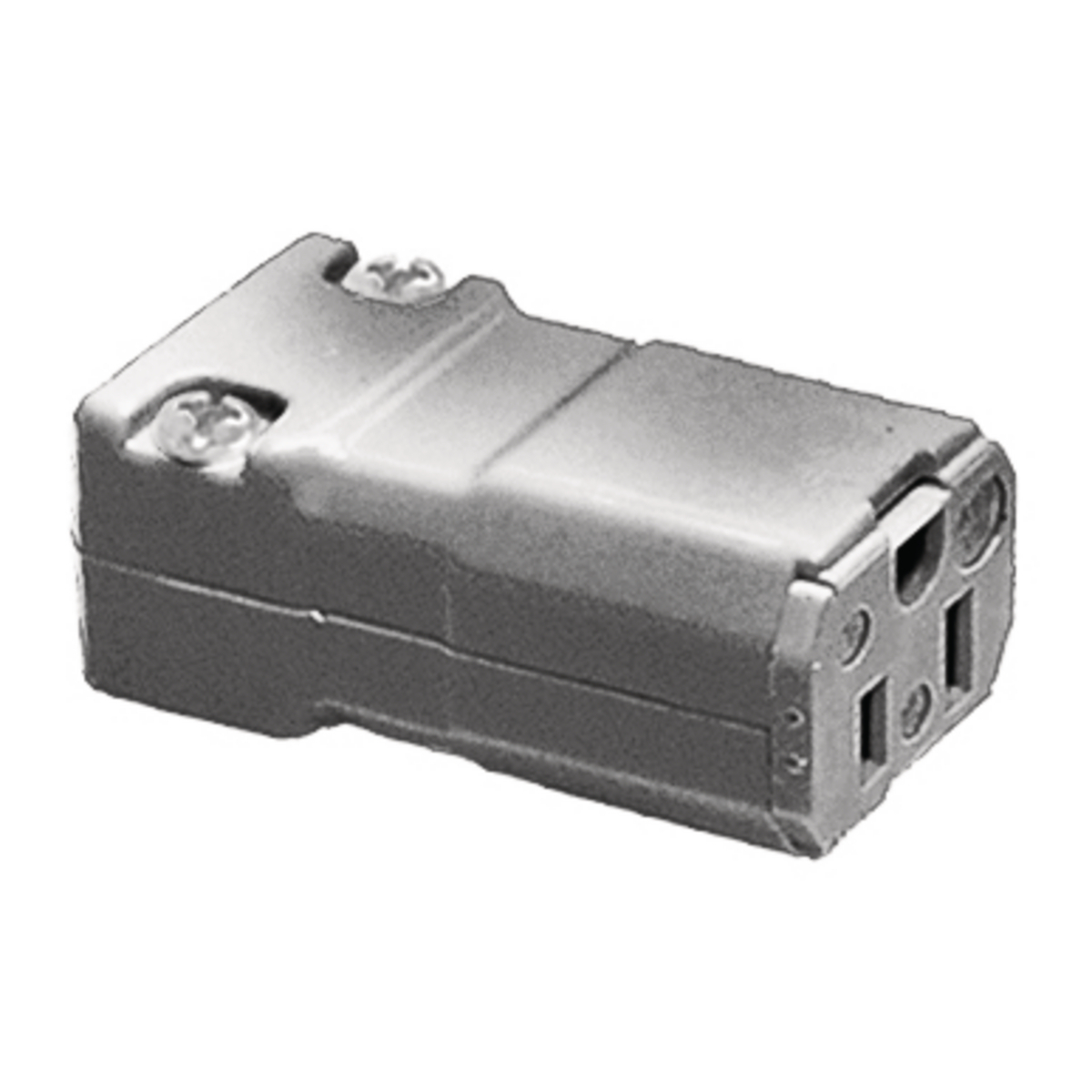 HBL5969VGY Female Standard Sized Straight Cord Mount Connector Body, 125 V AC, 15 A, 2 Poles, 3 Wires, Gray