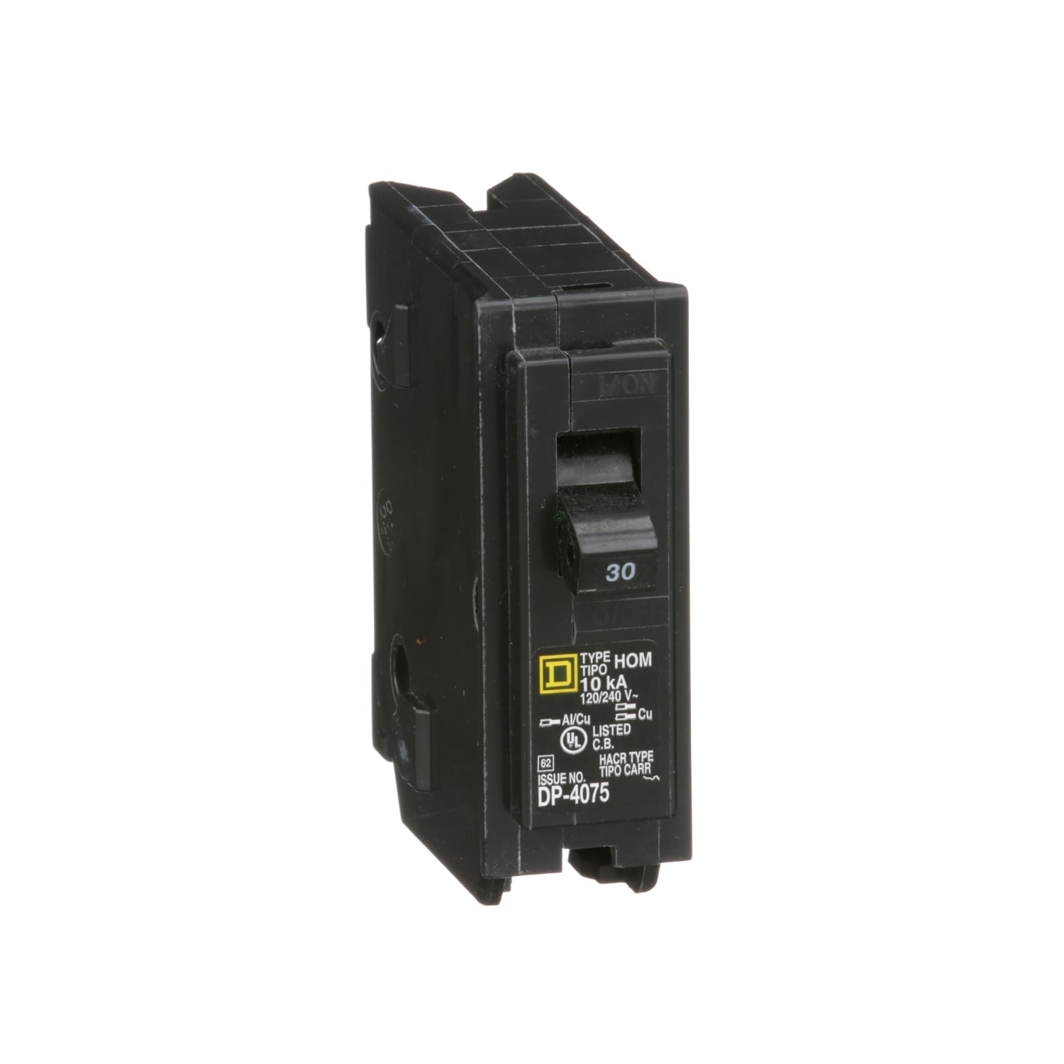HOM130CP Homeline Mini circuit breaker, Homeline, 30A, 1 pole, 120/240VAC, 10kA AIR, standard type, plug in, UL