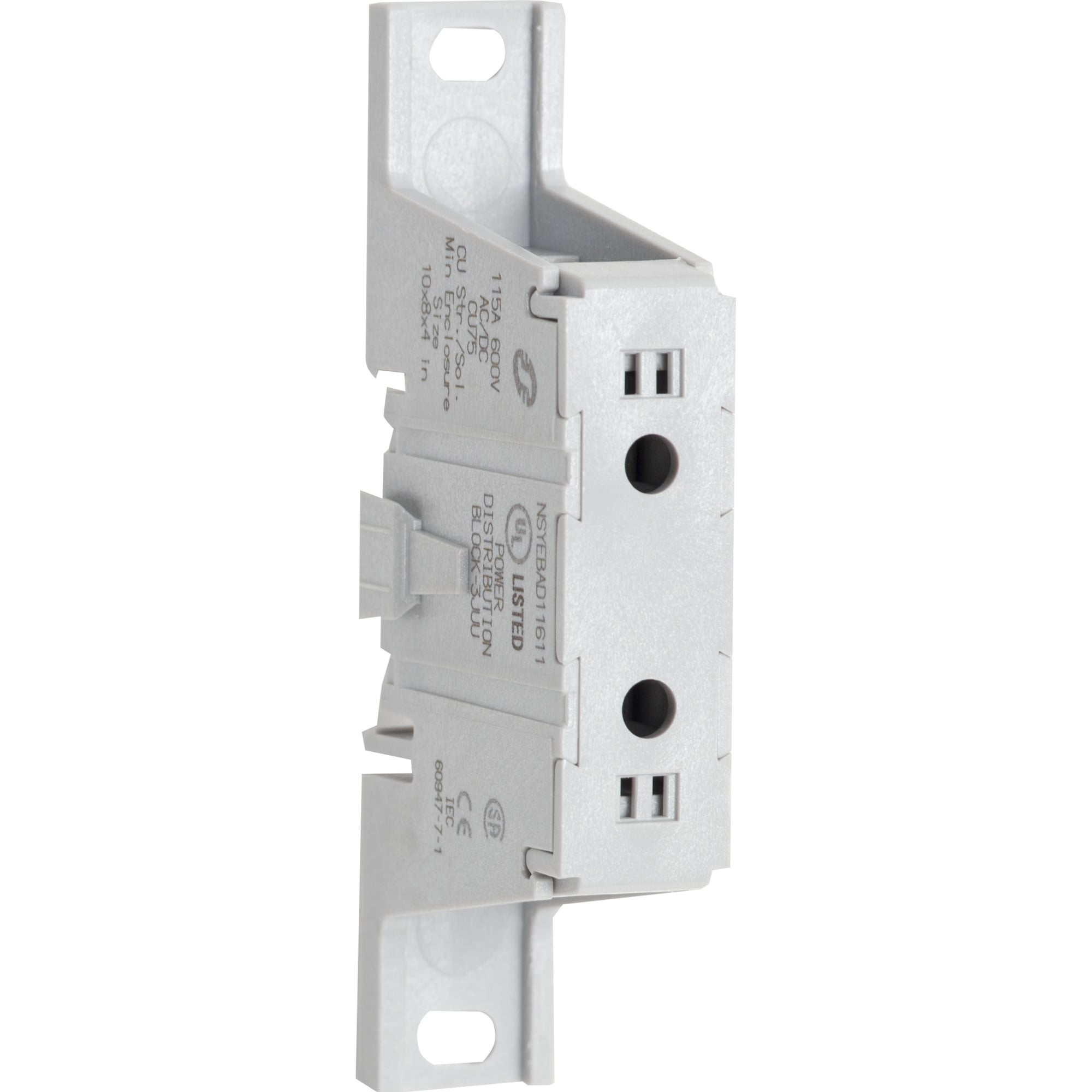 NSYEBAD11611 Power Distribution Block, 600 V AC/DC, 115 A, 14 to 2 AWG Cu Line, 14 to 2 AWG Cu Load Wire, Thermoplastic