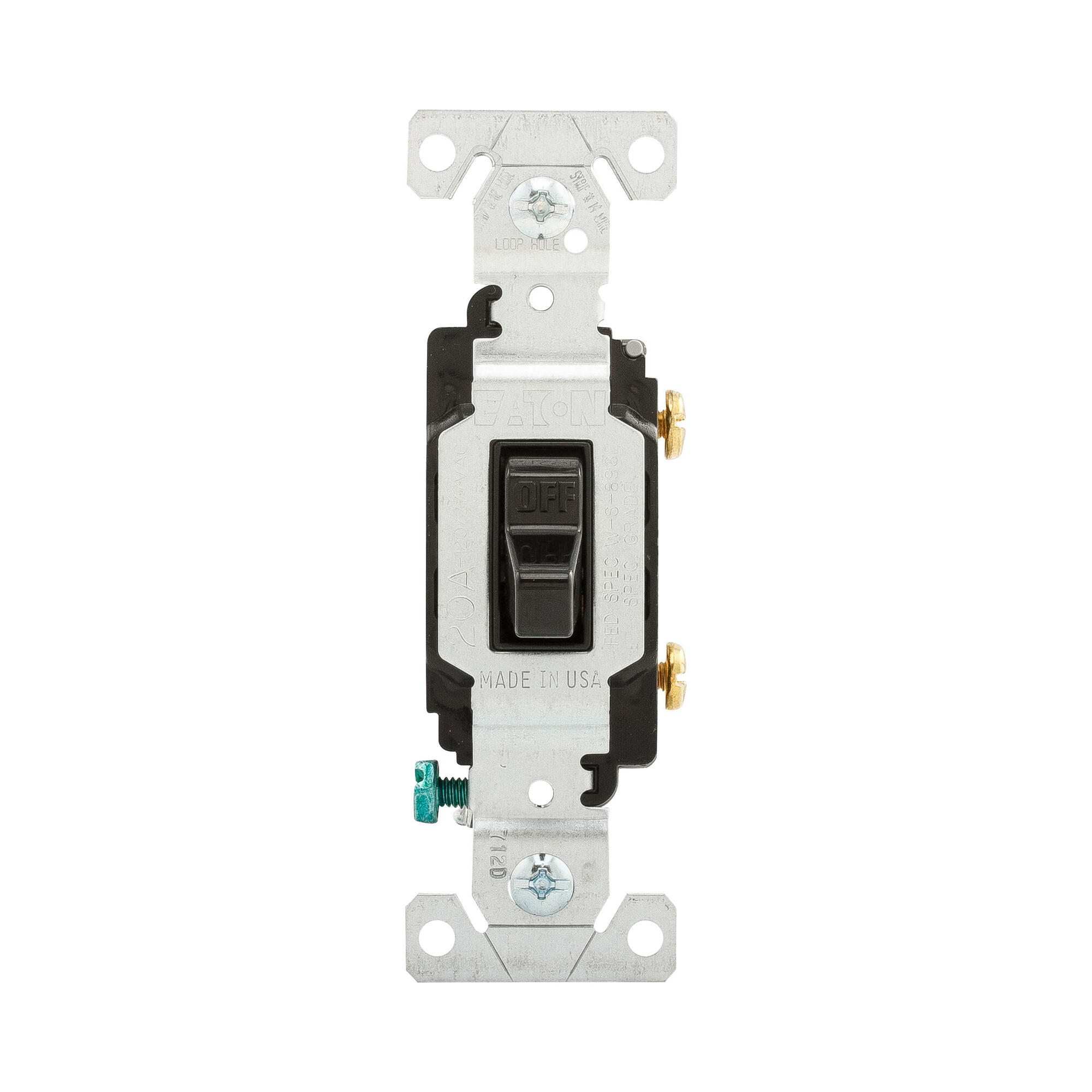 CS120BK-SP-L Arrow Hart Heavy Duty Specification Grade AC Toggle Switch, 120/277 V AC, 20 A, 1/2 hp Power Rating