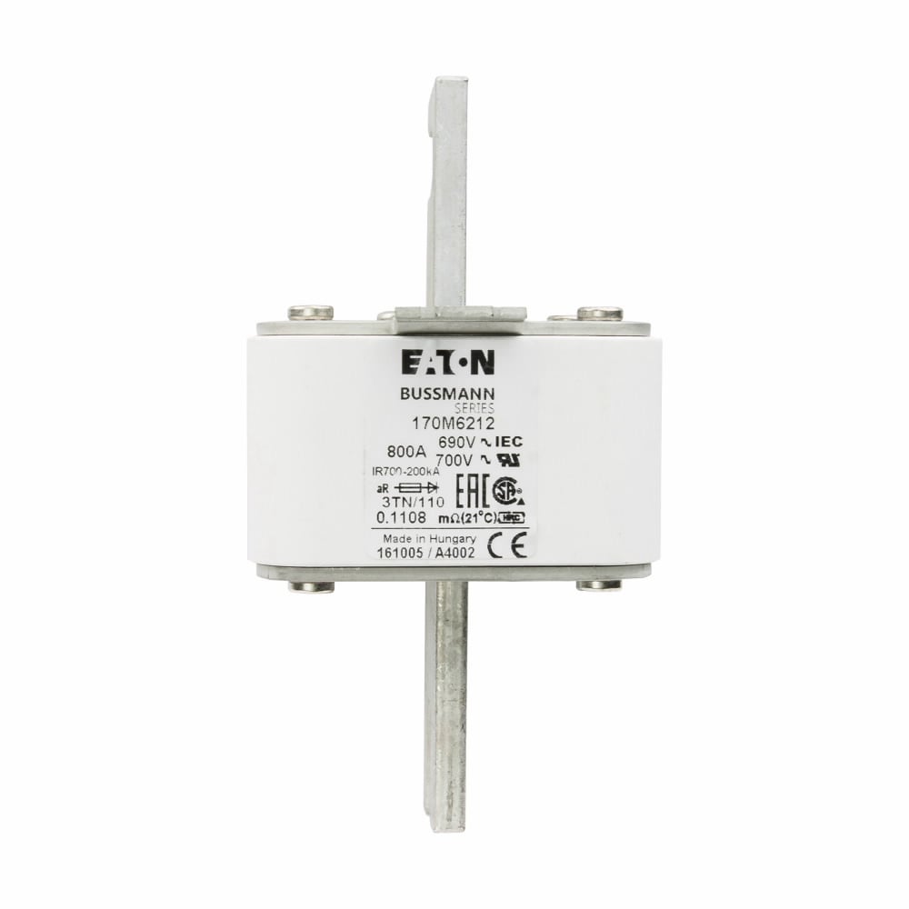170M6212 Type TN/110/T High Speed Fuse, 800 A, 690 V, 200 kA Interrupt, Class: aR, Square Body