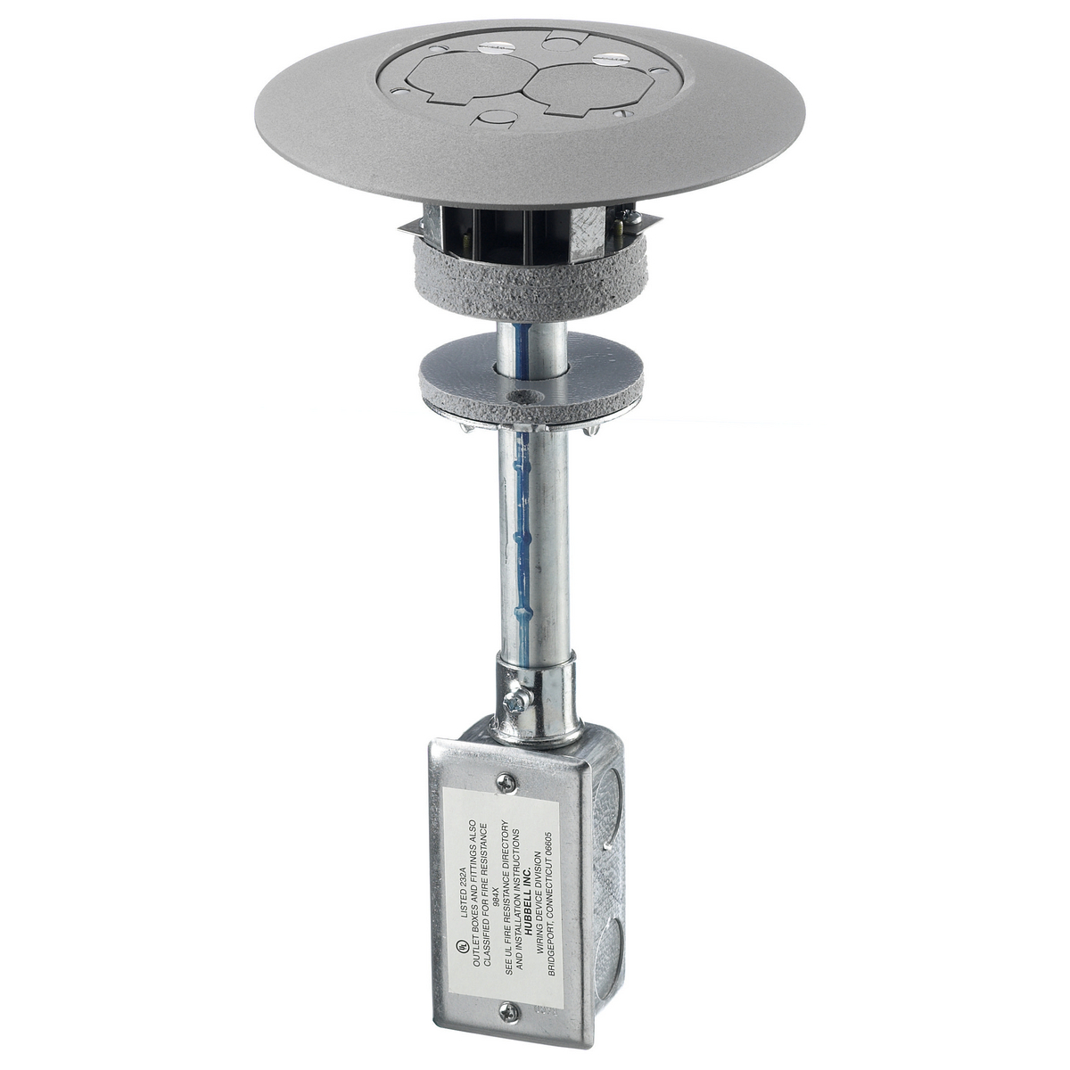 PT7FSDGYA Fire-Rated Flush Standard Poke-Through Complete Unit, 3 in Hole, 7 in Dia x 0.51 in THK Cover, Composite