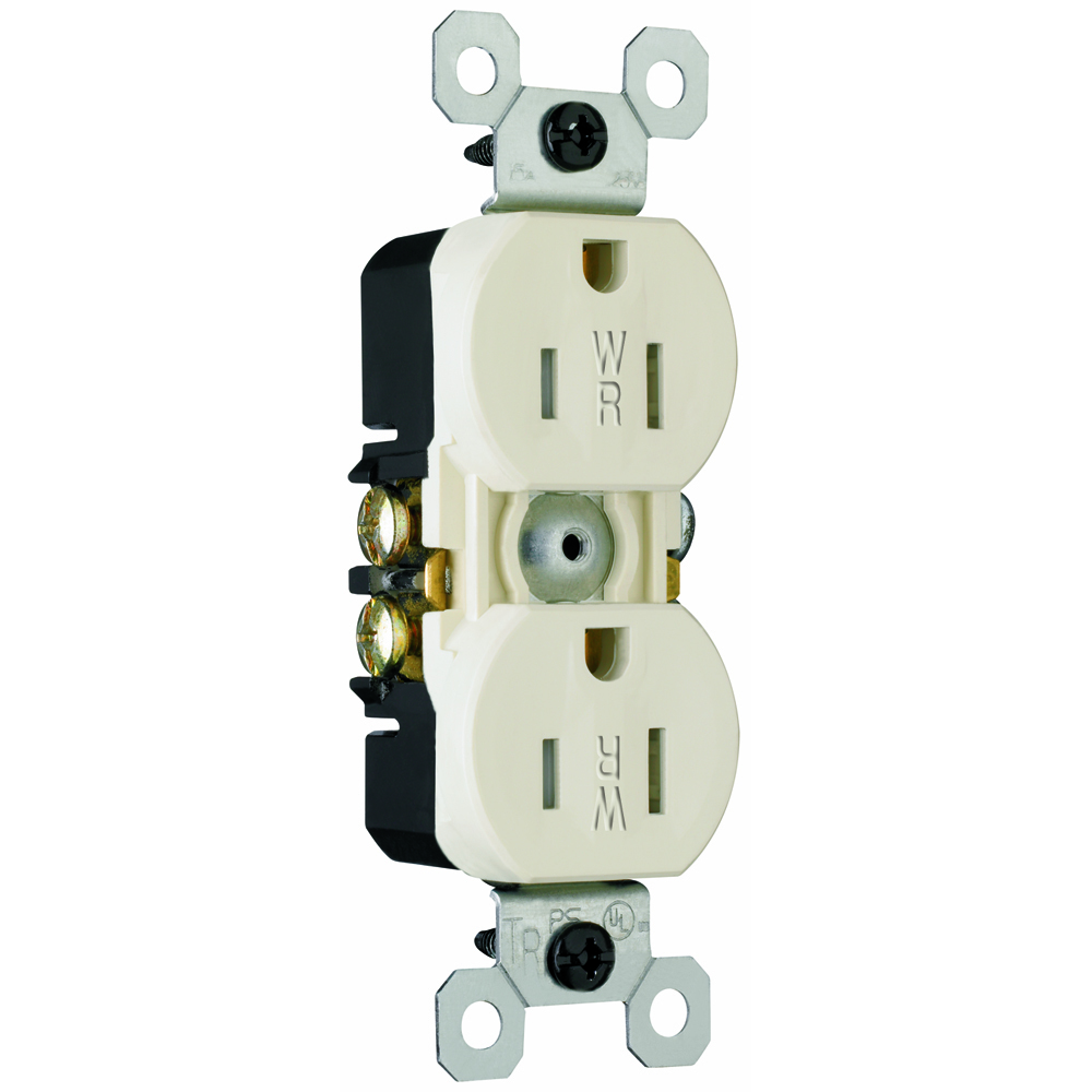3232TRWRLA Trademaster Duplex Receptacle, 15 Amp, 125V, Light Almond